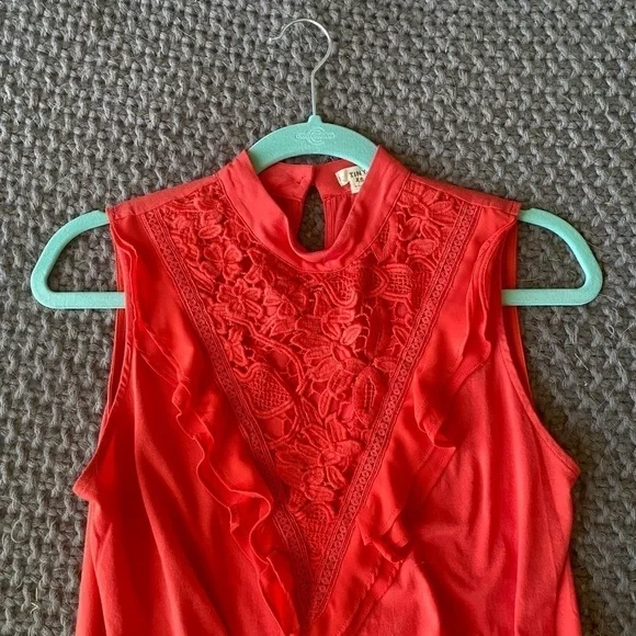 Anthropologie Tiny Emma Orange Lace Ruffle Tank in Sz XS - Picture 7 of 10